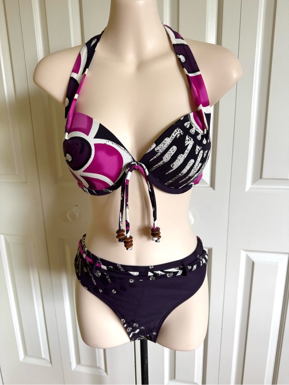 LINGA DORE Beach Purple/Pink Bikini Swimsuit 10 EUC